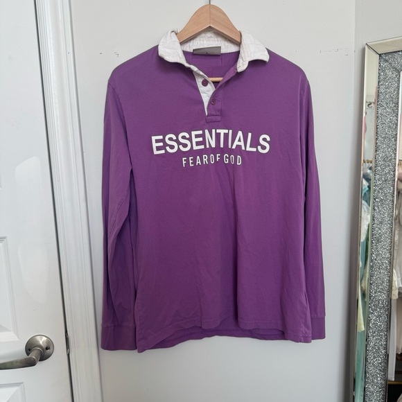 Fear of God ESSENTIALS Rugby Shirt – Purple Long Sleeve XL - Picture 10 of 11
